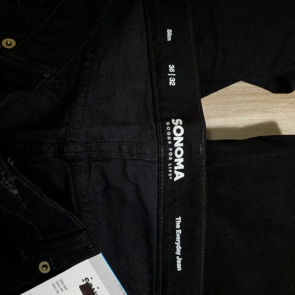 Sonoma Goods For Life Mens Slim Fit Everyday Jean Black 36x32 NWT Stretch Denim